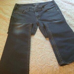 Silver Jeans Embroidered Western Works Sz. 31 x 32 Blue Jeans w Buttoned Pockets